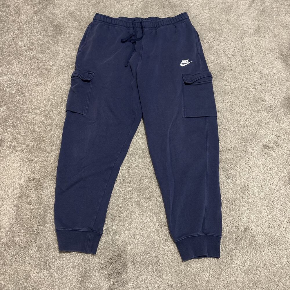 Nike Sportswear Mens Club Fleece Cargo Sweatpants Size XL Blue Athleisure Gym